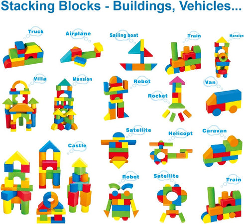 Foam Building Blocks for Toddlers 2-4, 41 Pieces EVA Soft Stacking Blocks, Bath Foam Toy Set for Kids 18+ Months