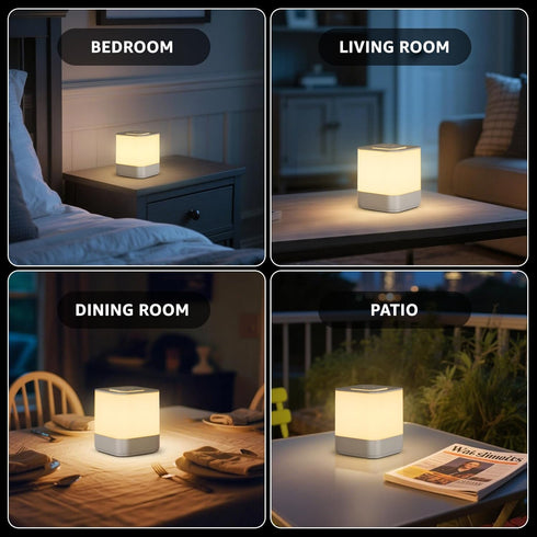 2 Pack 3 Dimmable uuffoo Rechargeable Night Light Lamp Color Touch LED Portable Table Lamp Battery Operated, USB