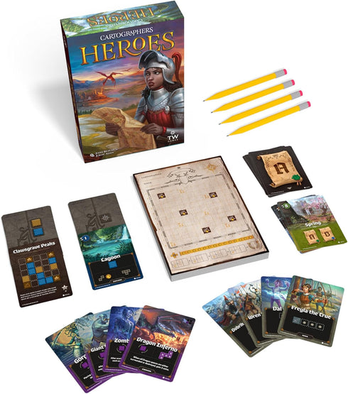 30-45 1-99 10+ Cartographers Heroes Board Game | Standalone Expansion & Core Game | Award-Winning Game of Map Drawing |