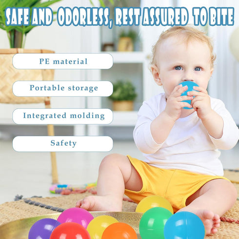 100 Pack Colorful Plastic Balls for Baby Play, BPA Free Balls for Ball Pit, Bounce House, Baby Pool & Playhouse