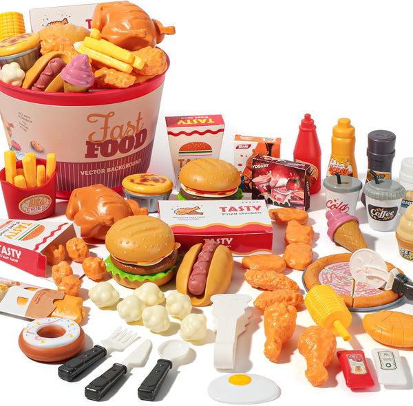80 Pcs Pretend Play Food Toy for Kids Kitchen Aged 3 4