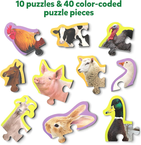 Skillmatics Step by Step Puzzle - 40 Piece Farm Animal Jigsaw, Educational Montessori Toy for Kids Ages 3-5+