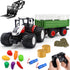 fisca Remote Control Tractor Toy RC Farm Set with Trailer Front Forklift,