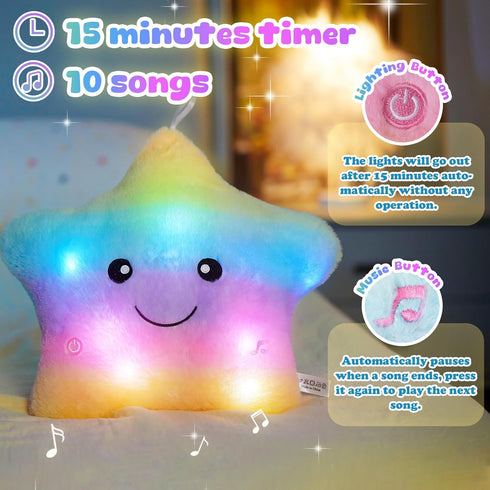 13 BSTAOFY Rainbow Creative LED Musical Glow Twinkle Star Lullaby Light up Stuffed Animal Toys Soothe Kids Emotions