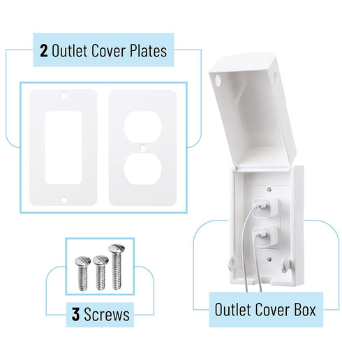 Bates Baby Safety Outlet Cover Box, Baby Proofing Plug Covers for Electrical Outlets, Child Proof Outlet Covers