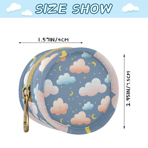 Cloud Round Pacifier Storage Case with Zipper, Portable Pacifier Case for Travel, Diaper Bag & Purse, Pacifier