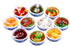 10 Pieces Mini Toy Food Miniatures Chinese Play Food Blue and White Pottery Sweet Soup Syrup Noodle Bowls for Kitchen