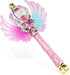 Light Up Snowflake Wand - Spinning LEDs and Sound Magic Princess Toy for Kids, Birthday Cosplay Party Favors, Pink