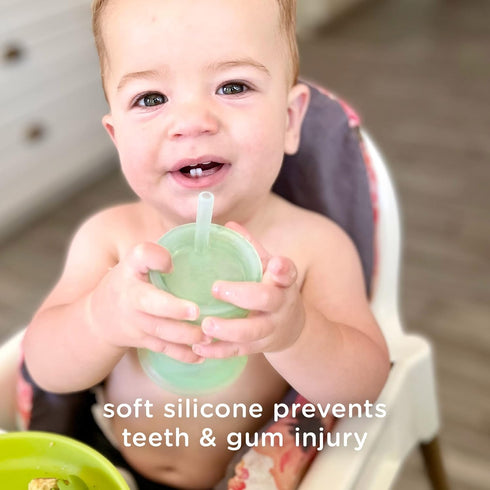 Olababy Silicone Training Cup with Straw Lid, 5 oz, Sippy Cup for 6+ Mo Infants to 12-18 Mo Toddlers, Coral