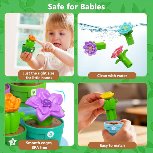 1-2 1 2 3 4 Montessori Toys for year old, Toddlers Outdoor & Indoor Gardening Toys with Watering Can, Shovel, Rake