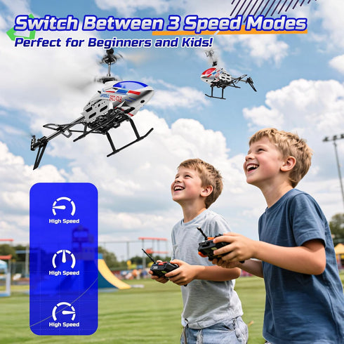 3.5 2 2.4GHz DEERC Remote Control Helicopter, CH Altitude Hold RC Helicopters w/Gyro for Beginner, Shells LED Light One