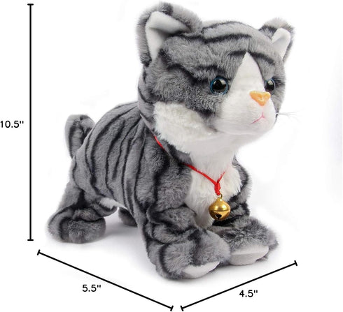 Interactive Plush Robot Cat Toy - Sound Control Electronic Pet for Kids (Gray)