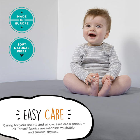 The Shrunks (2 Pack Natural Fibre Crib-Sized Water-Proof Fitted Sheet Crib/Toddler, Grey)