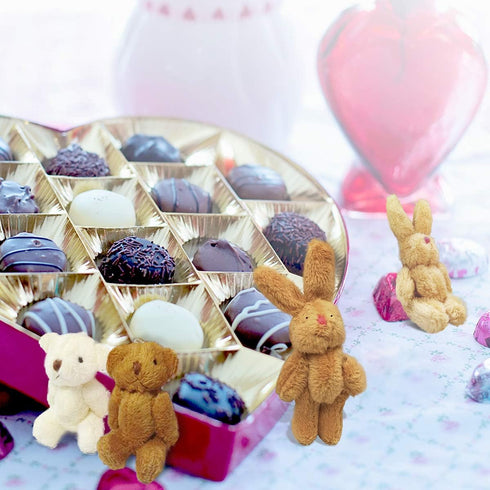 KUDES 12Pcs Mini Joint Teddy Bear Stuffed Animal Plush Toys, Wedding Gift Box Doll Toy for Birthday Cake Decorations