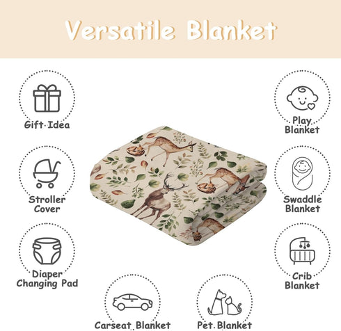 Cstdyfrv Country 60x80in Vintage Deer Boho Leaves Baby Blankets for Boys Girls Animal Receiving Swaddle Blankets