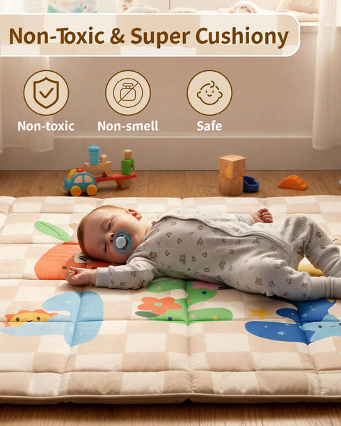 50x50 Inches Baby Play Mat, Foldable Play Mats for Floor, Crawling Mat for Playpen with Anti-Slip Bottom, Machine