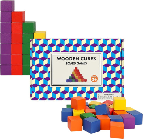 108 Pack 1 Inch 6 3+ Offelec Wooden Blocks, Colors STEM Math Sorting Toys, Wood Building & Stacking Blocks