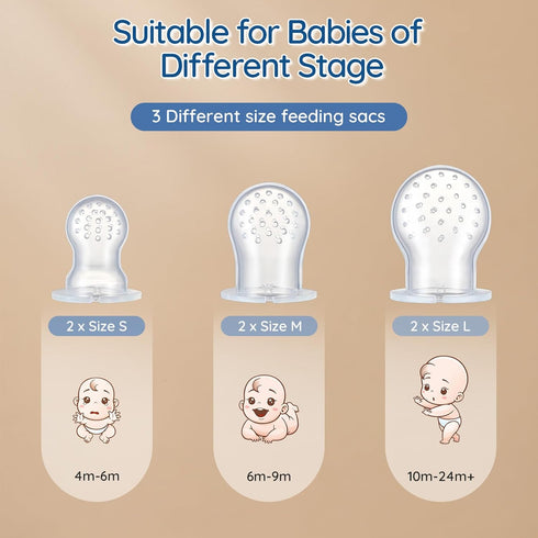 2 Pack Silicone Baby Fruit Feeder with Mini Freezer Tray, Breastmilk Popsicle Molds for Baby Teething Relief, Fresh