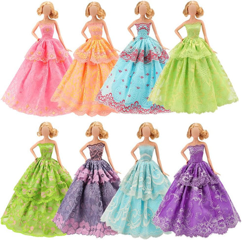 BARWA 5 Pcs Handmade Doll Clothes Wedding Gowns Party Dresses for 11.5 Inch Dolls