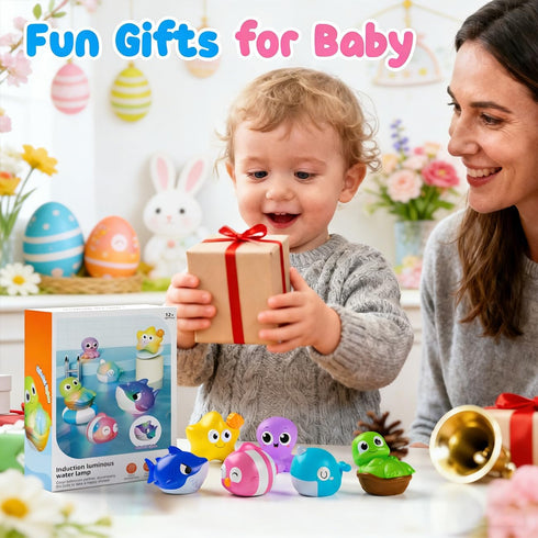 1-3, 1 2 3 3-5, 6 Pack Light Up Bath Toys for Kids Ages Pool Toys for Year Old Girl Boy, Water Activated Bath Toys