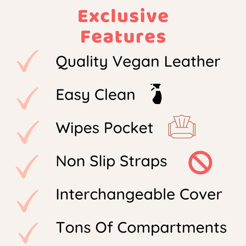 Universal Fit Non-Slip Stroller Caddy Organizer with Brown Cover