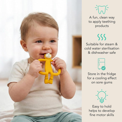3 4 Inches, Matchstick Monkey Silicone Teether & Gel Applicator Silicone Baby Teether, Easy-to-Grip, BPA-Free, Supports