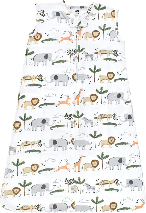 Hudson Baby Unisex Cotton Sleeveless Wearable Sleeping Bag, Sack, Blanket, Safari Life, 0-6 Months