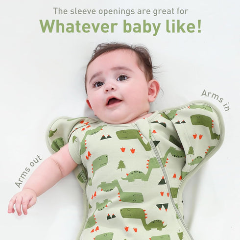 2 Packs 3-6 3-Way Premium Soft Cotton Swaddle Blanket Sleep Sacks Arms Up Design Months, Hands Up Transitions