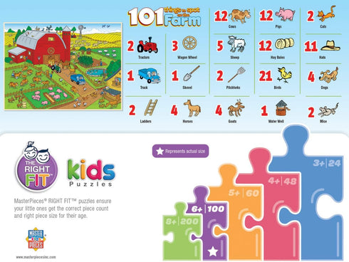 Masterpieces 100 Piece Family Jigsaw Puzzle - 101 Things to Spot on a Farm