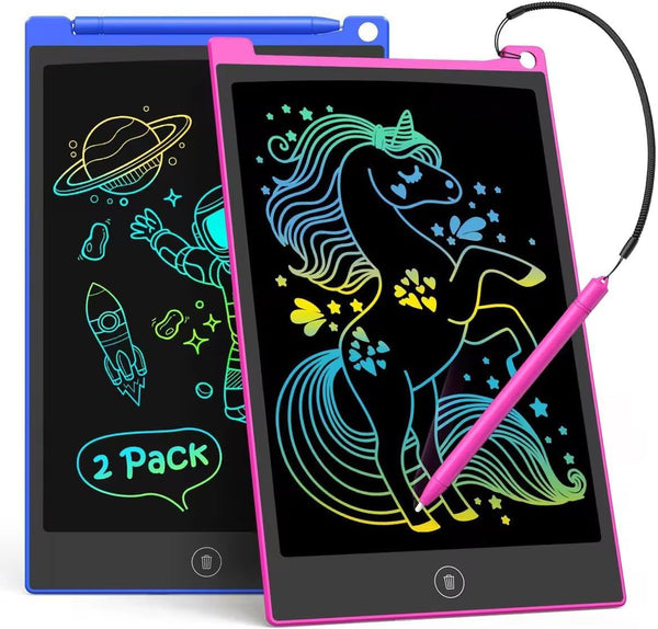 TECJOE 2 Pack LCD Writing Tablet, 8.5 Inch Colorful Doodle Board for Kids - Learning Toys Birthday Gifts