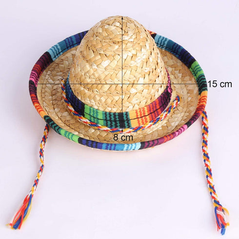 BTYMS 8 Pieces Mini Sombrero Party Hats - Fiesta Party Decorations for Table, Dolls, Dogs, 5.9 Inch