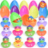 12 PCS Prefilled Easter Eggs with Rubber Duck Toys, Easter Basket Stuffers,