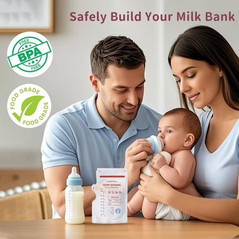 Breastfeeding(8 120pcs,BPA Breastmilk Storing Bags,Disposable Self Standing No-Leak Milk Storage Pouches,Temp-Sensing