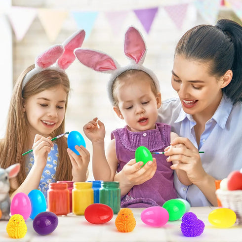 12 Pack SURCVIO Easter Eggs Fillers LED Chick Puffer Balls, Easter Basket Stuffers with Light Up Stress Relief Fidget