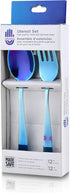 Ahimsa Stainless Steel Forks & Spoons, Kids Utensil Set, 100% BPA Free & Dishwasher Safe (Iridescent Blue)