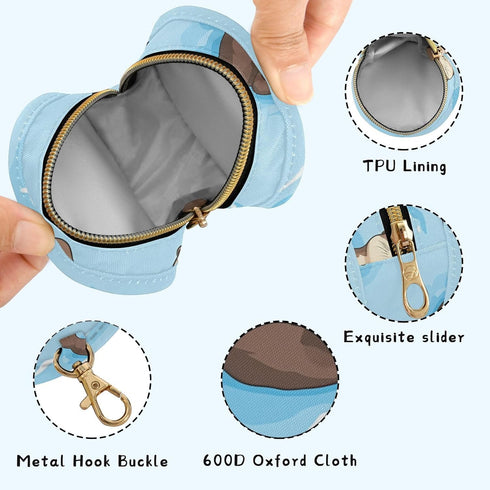 YETTASBIN Cartoon Sea Otters Portable Pacifier Holder Case with Metal Hook Buckle & Zipper for Diaper Bag and Stroller