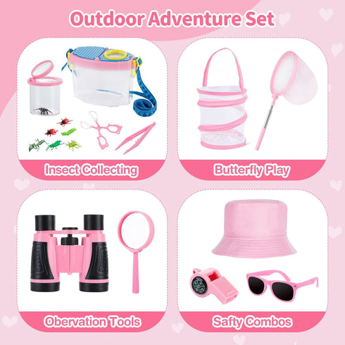 Set 3-12 GIFTINBOX Bug Catcher Kit for Kids - Outdoor Explorer Toys for Kid - Bug Catching Kits with Binoculars Nature