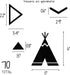 Tents Wall Decals Peel and Stick for Kids, Tribal TeePees Vinyl Stickers for Baby Bedroom Nursery Decor (Black)