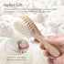Jaasuee Baby Bath Grooming Kit Natural Wooden Hairbrush with Gentle Goat Bristles, Pear Wood Comb, and Soothing Massage