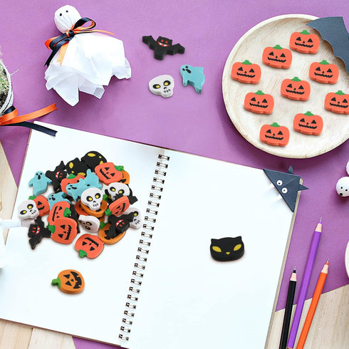 150 Pcs Mini Halloween Erasers Assortment Pumpkin Ghost Bat for Kids Trick or Treat Party Favors