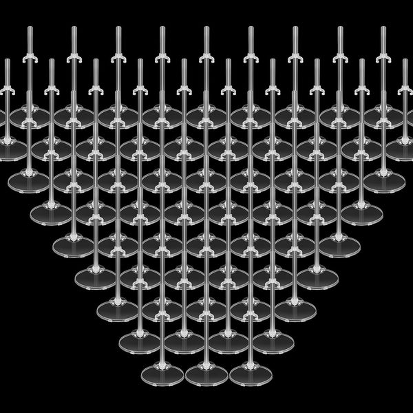100 Pcs Acrylic Doll Stand Display Holder - Transparent Support for 9, 10, 11 Inch Tall Dolls with Adjustable Waist Clip