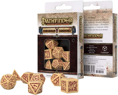Q WORKSHOP Pathfinder Ironfang Invasion RPG Ornamented Dice Set: 7 Polyhedral Pieces