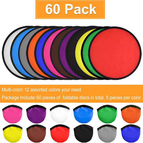 Mototo 60 Pieces Foldable Flying Disc Fans - Pocket Toy Set for Kids, Fun Birthday Party Favors, Summer Outdoor Games