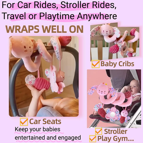 0-6-12 0-3-4-5-7-9 Spiral Car Seat Toy for Babies Months Girl, Stroller Hanging Baby Toys Month Old Newborn Infant