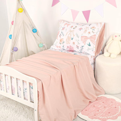 4 Set, Sets GFU Piece Toddler Bedding Ultra Soft and Breathable Toddler Comforter for Girls Includes Quilted Comforter