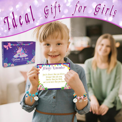 klmars Charm Bracelet Making Kit, Jewelry Making Supplies Beads, Unicorn/Mermaid Crafts Gifts Set for Girls