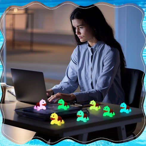 50 Decor(6 HyDren Pcs Rubber Turtle Duck Glow in The Dark Cute Duck Bulk Mini Squeaky Rubber Toys Floating Bathtub