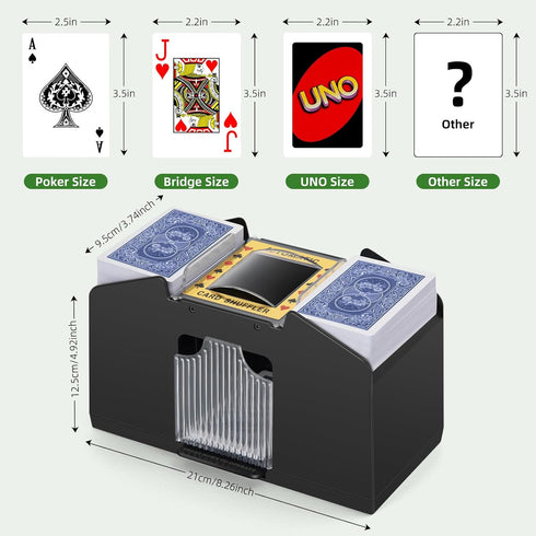 Automatic Card Shuffler, Battery Operated Electric Shuffling Machine for 1/2/4/6 Decks, Poker, UNO, Blackjack, Home