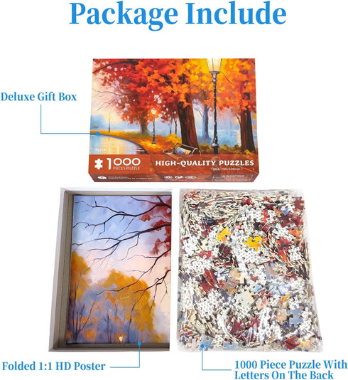 1000 Pieces Jigsaw Puzzles for Adults - Autumn Park Maple Park Puzzle