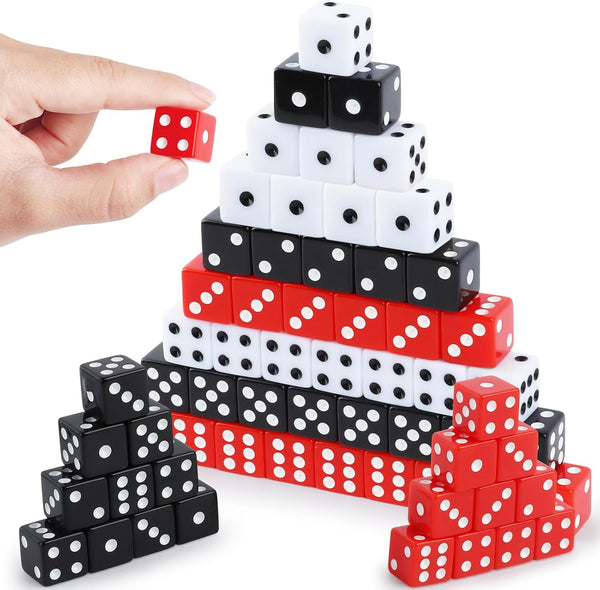 50 Pieces Dice Set 16mm Standard Game Dices with Black White Red